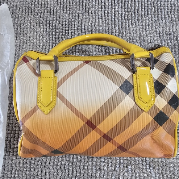Burberry Beige and Yellow Plaid Satchel - Picture 6 of 9